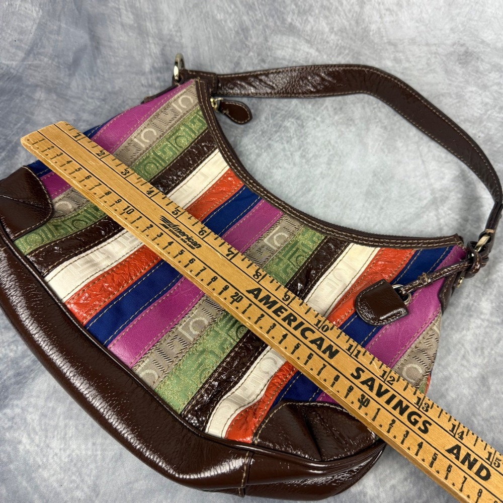 Y2K Multi Color Striped Hobo Bag Boho Shoulder Purse Liz Claiborne Mixed Media - Picture 6 of 11